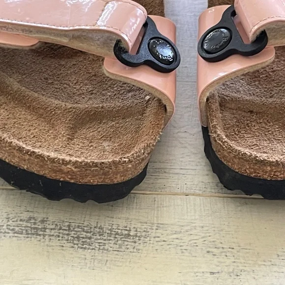 Birkenstock Birki’s Madura Patent Leather Peach Sandals Size EU 38 US 7 - Picture 6 of 9